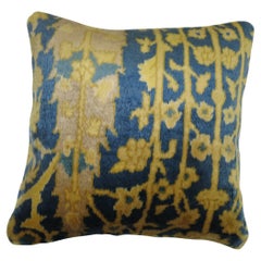 Blue Gold Indian Agra Rug Pillow