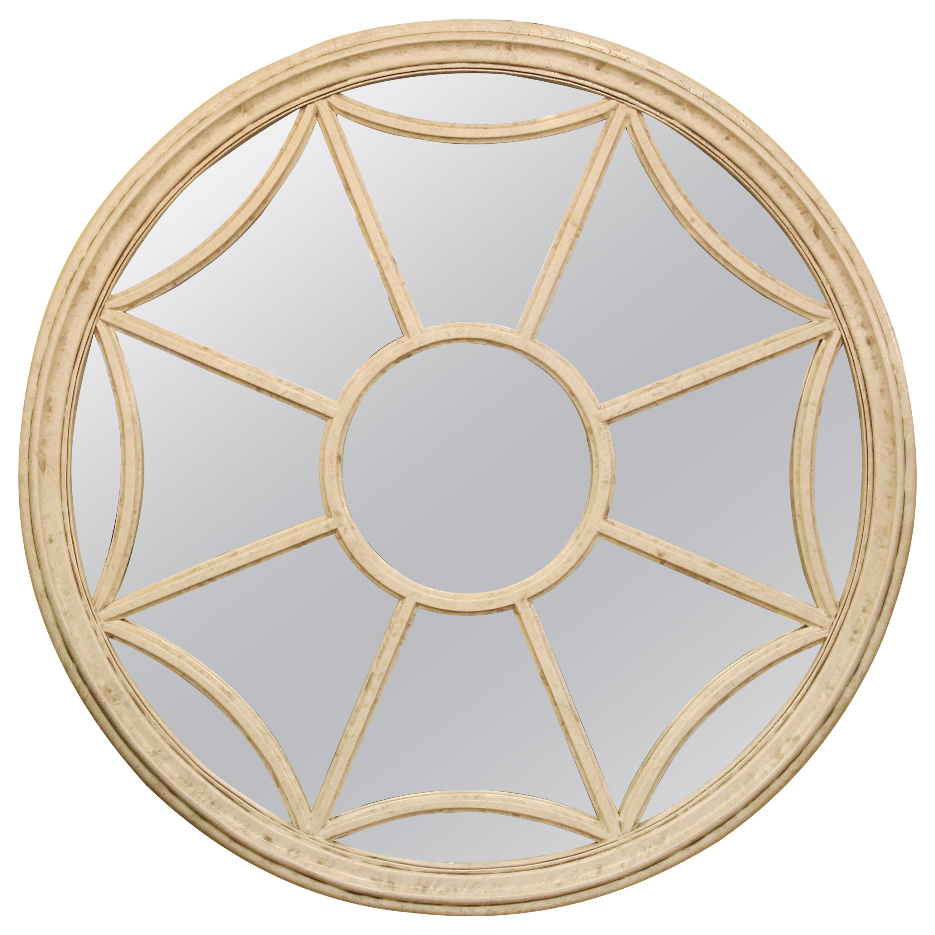 David Marshall Architectural Modern Round Wood Wall Mirror