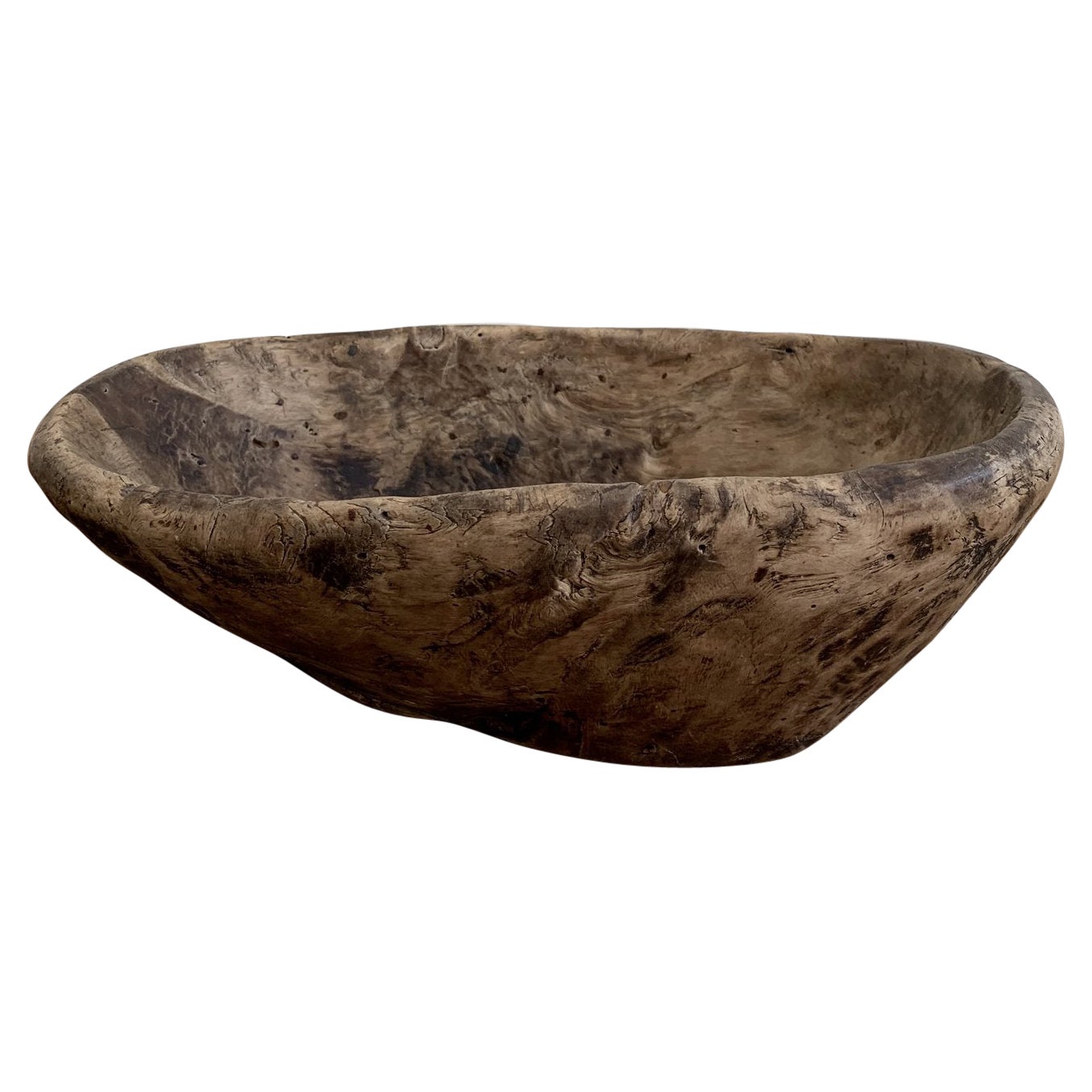 Swedish Wooden Root Bowl in a Brutalist and Wabi Sabi Style, Early 1800s
