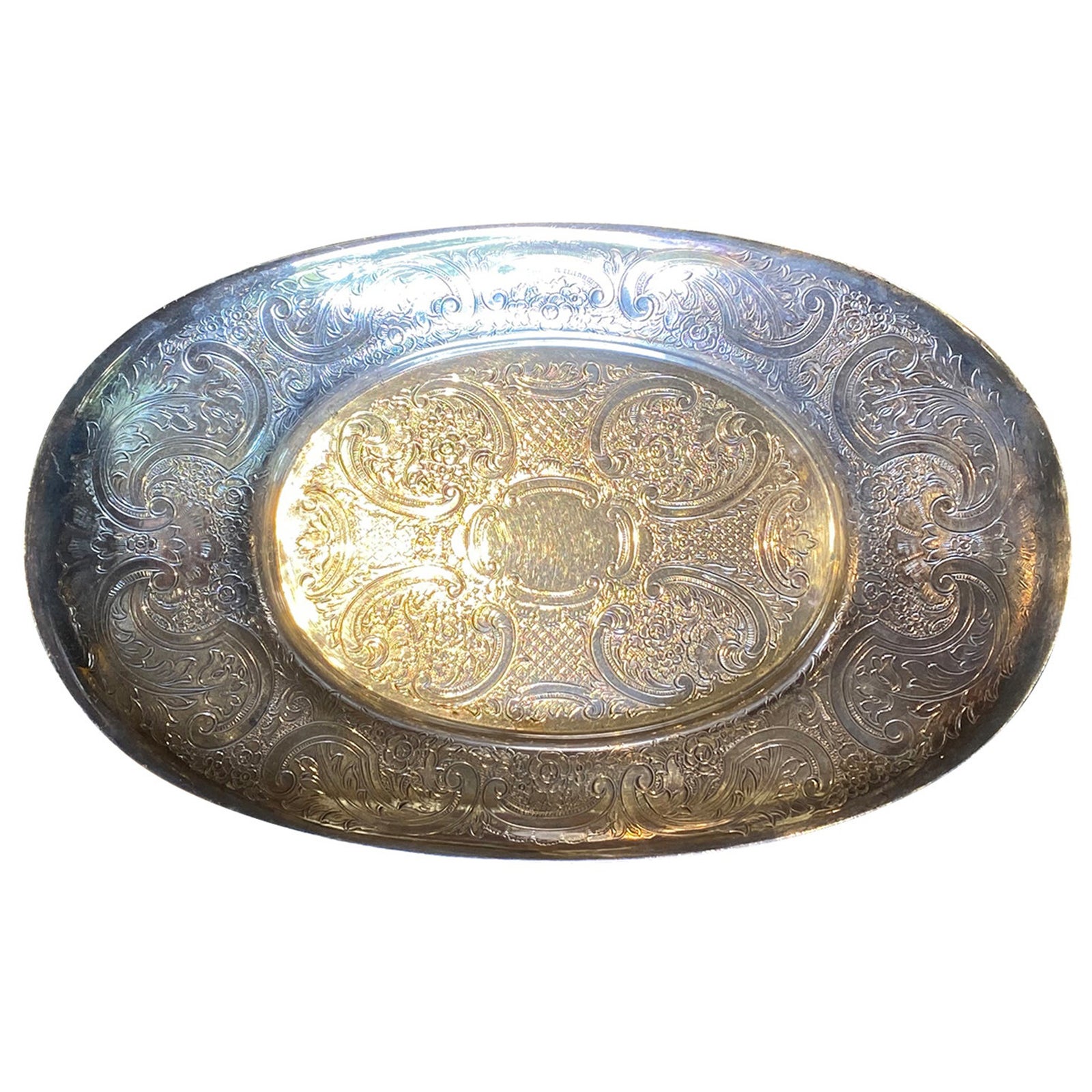 20th Century English Barker Ellis Silver Plate Dish, Marked For Sale