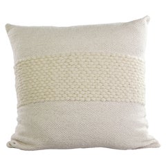 Cotton and Wool Woven Ivory Handmade Rustic Cotton Pillow