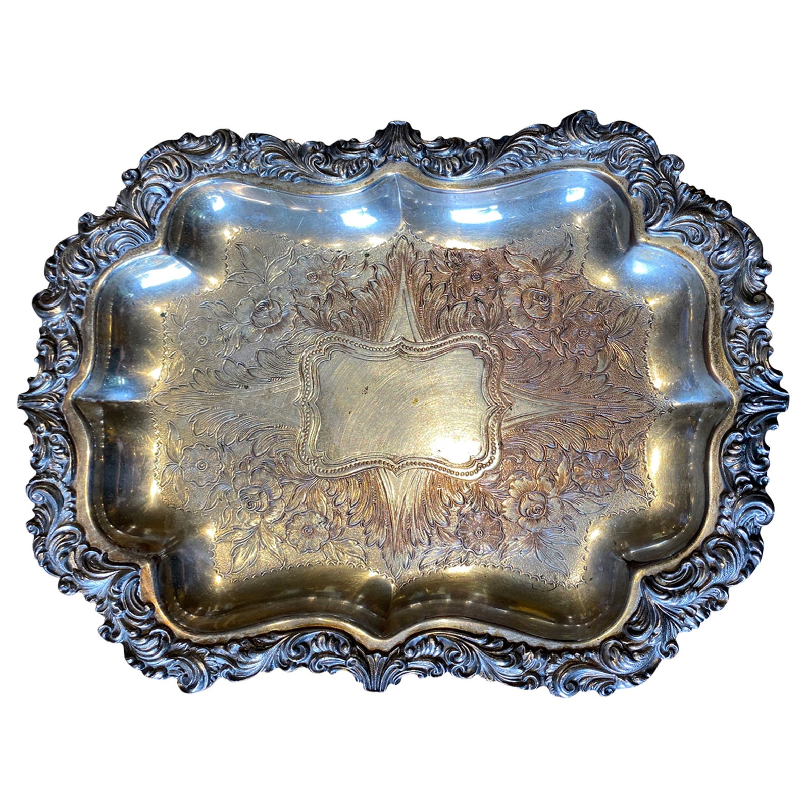 20th Century Silver plate Tray, Marked For Sale