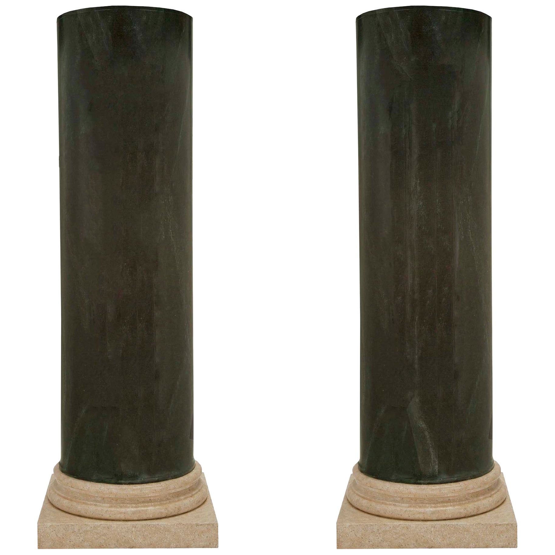 Pair of French Turn of the Century Neoclassical Style Faux Painted Columns