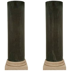 Pair of French Turn of the Century Neoclassical Style Faux Painted Columns