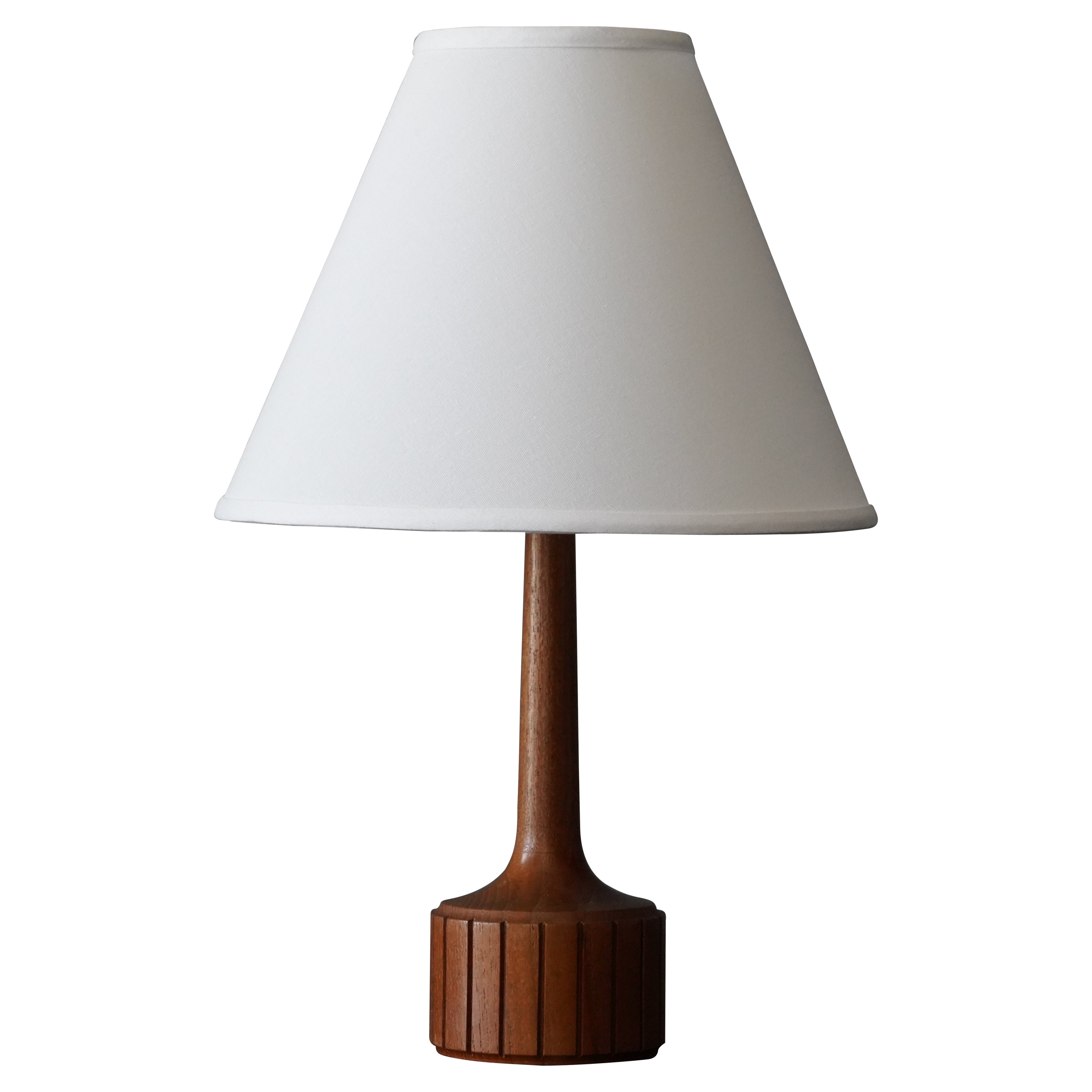 Swedish, Modernist Table Lamp, Teak, Sweden, 1960s