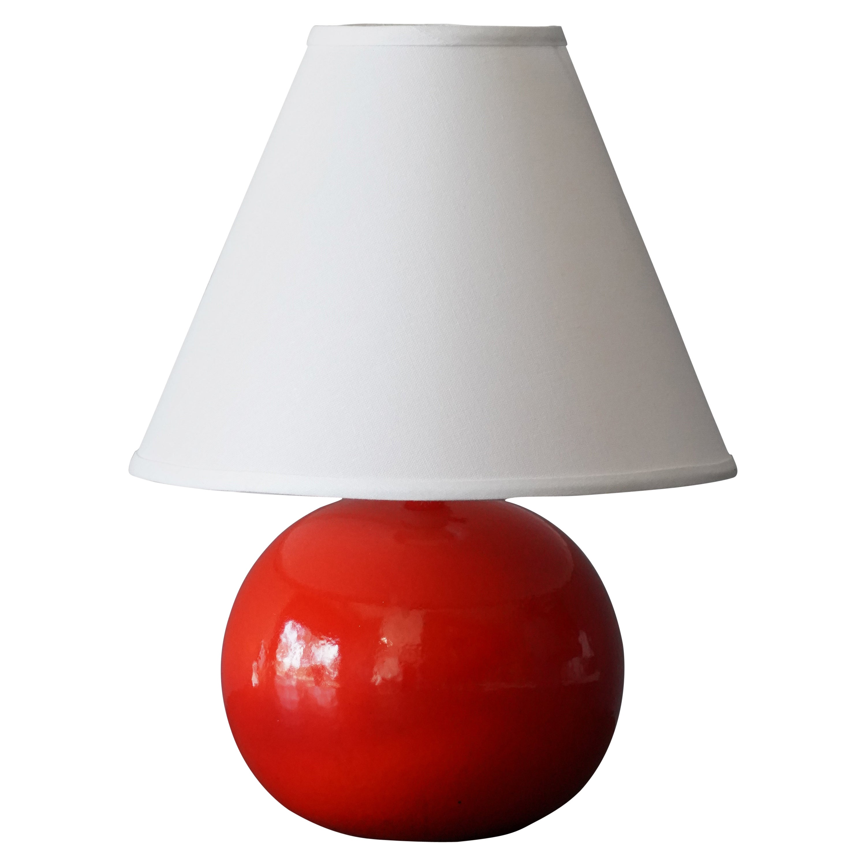 Stig Lindberg, Table Lamp, Red Ceramic, Gustavsberg, Sweden, 1950s