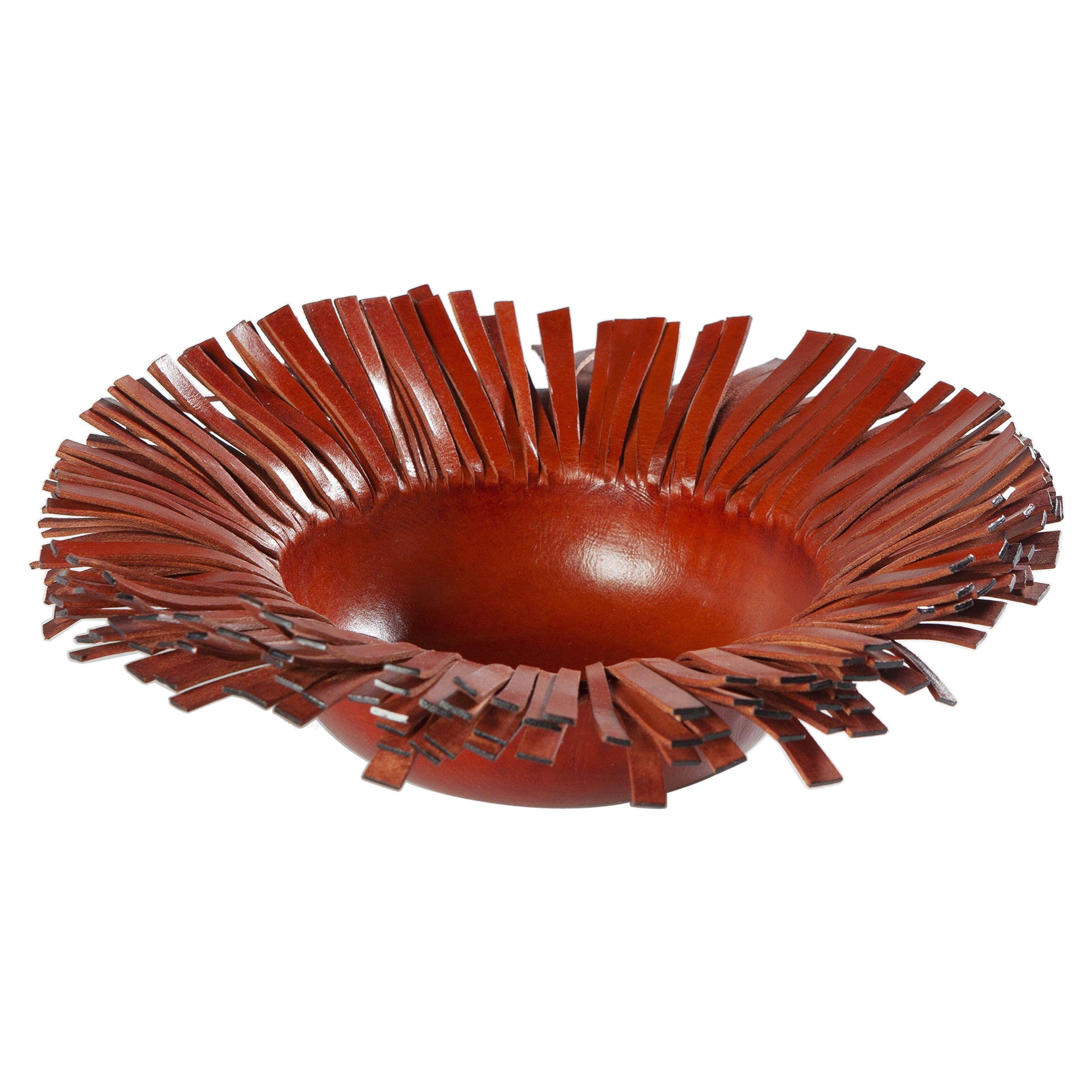 Fringed Handmade Luxury Leather Bowl Centerpiece