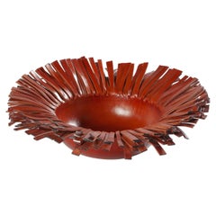 Fringed Handmade Luxury Leather Bowl Centerpiece