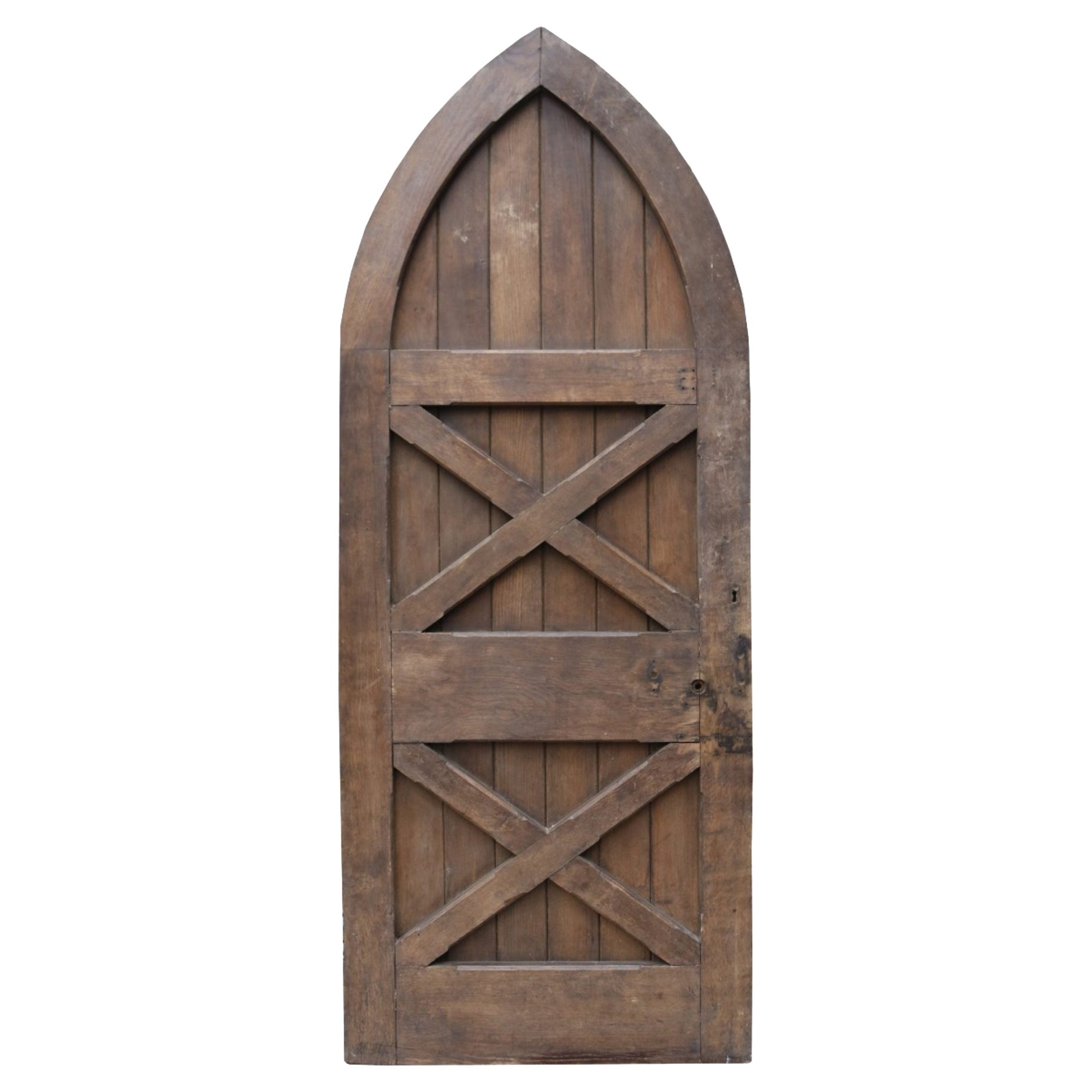 External Antique Gothic Style Arched Oak Door For Sale