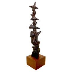 Vintage Marcel Marti Bronze Abstract Totem Sculpture