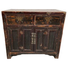 Vintage Style Asian Cupboard Or Commode with Patina Paint Finish