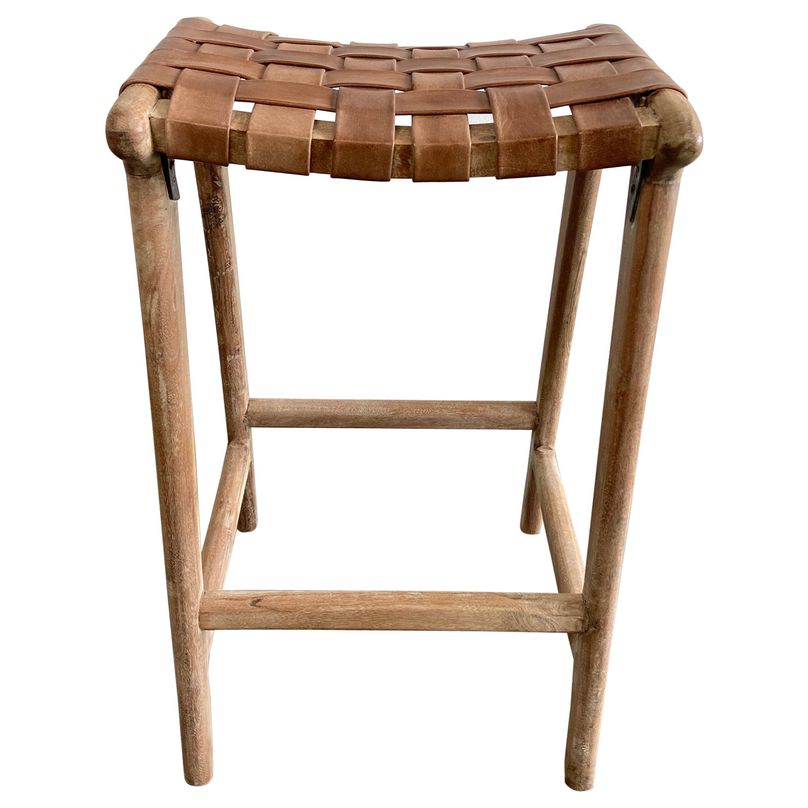 Woven Leather Strap Counter Stools 