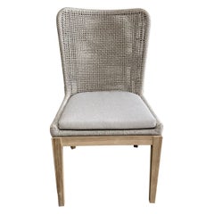 Outdoor Dining Chairs in Teak and Fog Woven Mesh