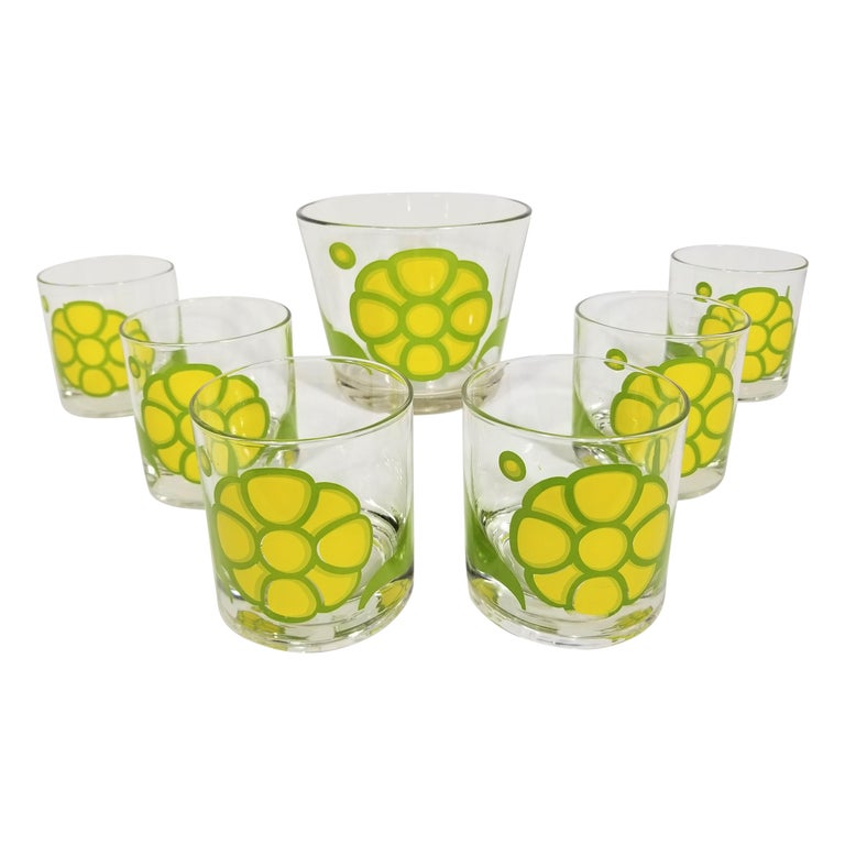 Colony Glassware Barware Mid Century Set of 6 with Ice Bucket at 1stDibs