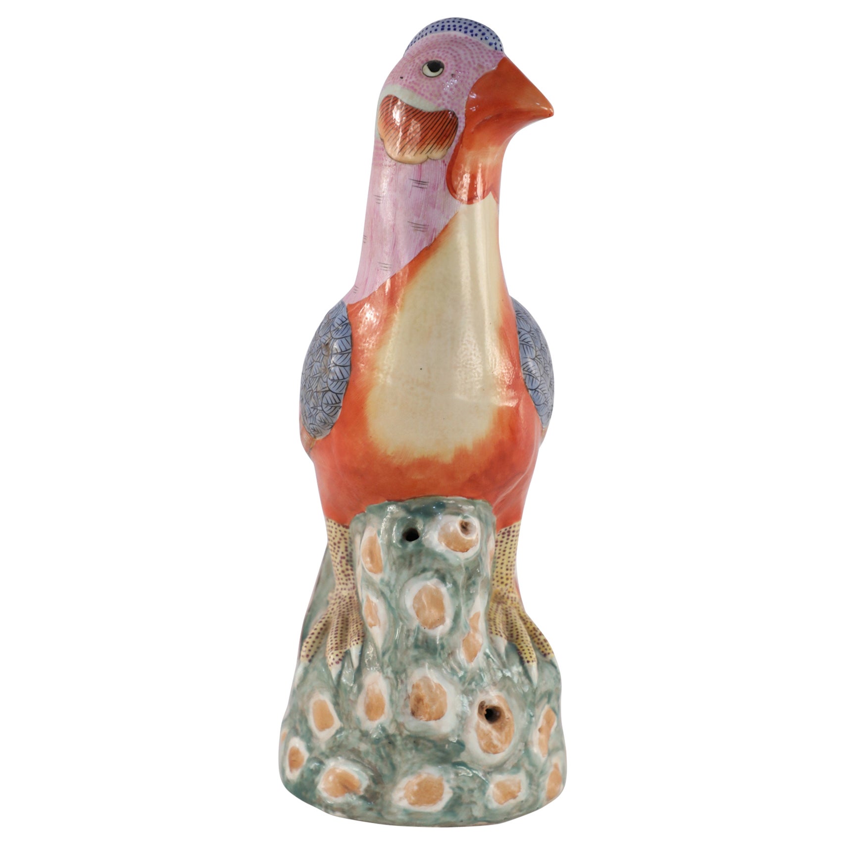 Chinese Multicolor Glazed Porcelain Pheasant Sculpture For Sale