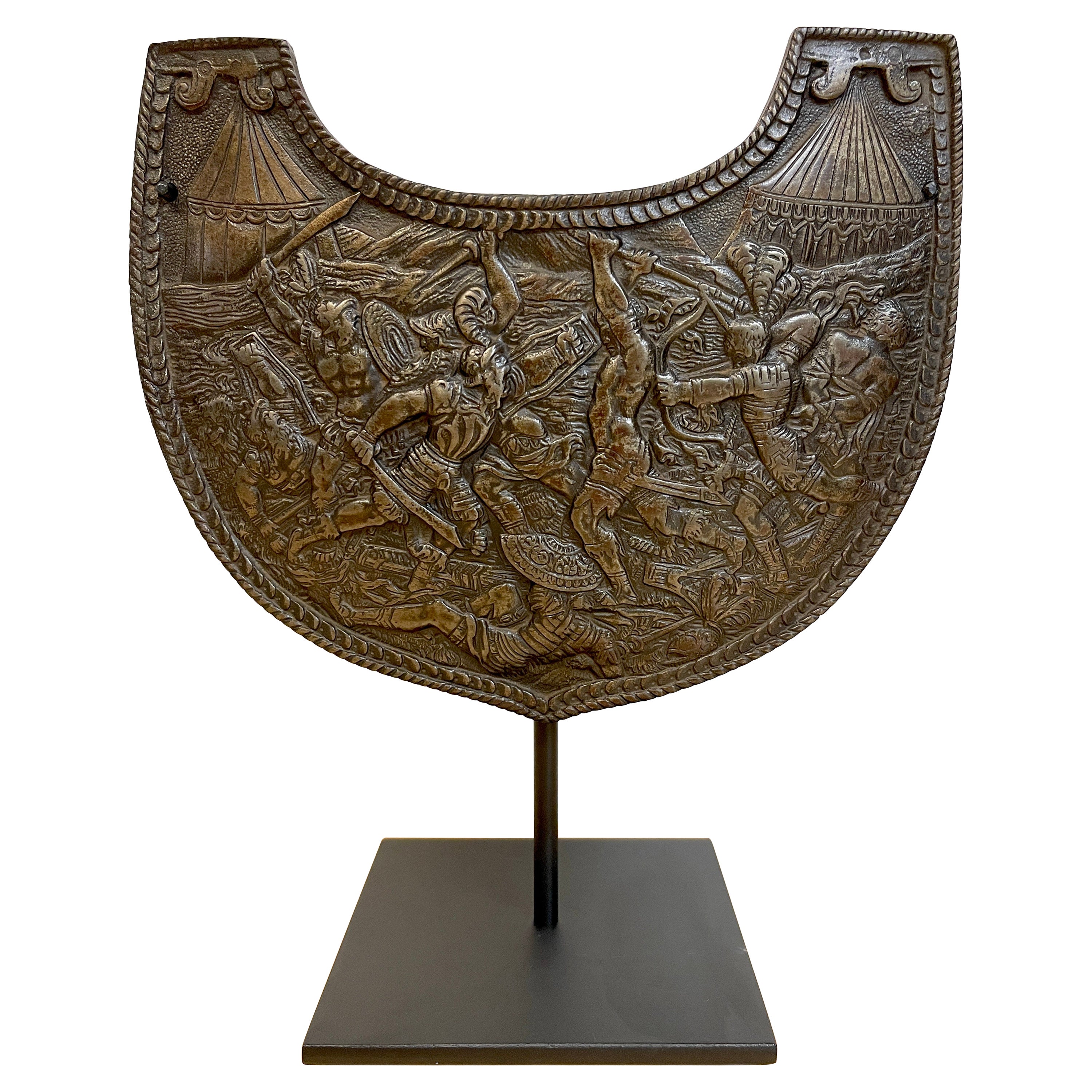 19th C Grand Tour Roman Style Iron Gorget on Stand