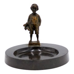 Late 19th Century French Victorian Marble Ashtray with Figure