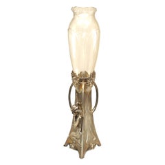 French Art Nouveau Silvered Metal Bud Vase