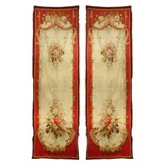Pair of French Victorian Aubusson Floral Tapestries