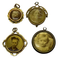 Antike deutsche Jugendstil-Schmuck-Memory-Anhänger aus Goldbronze, 1900er Jahre