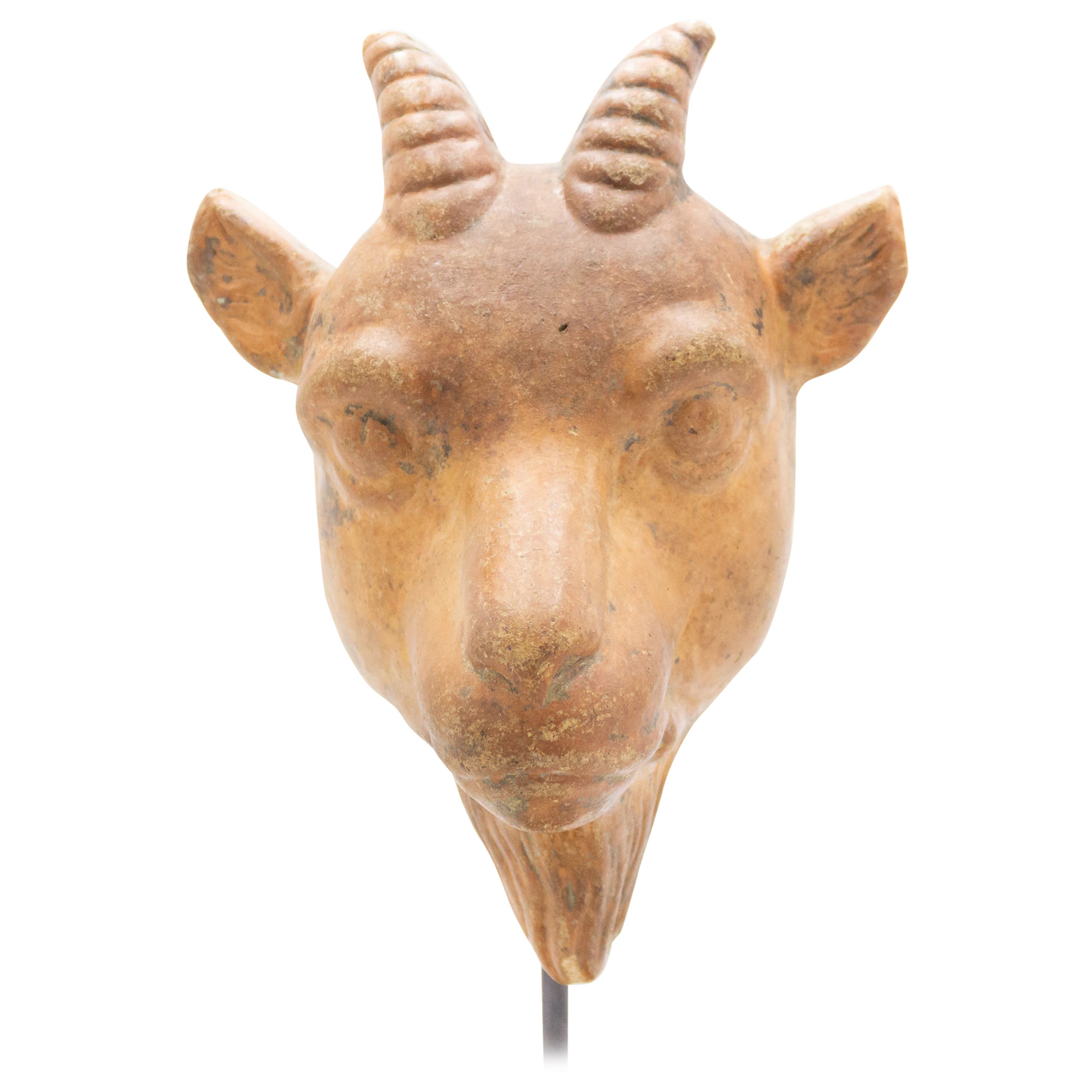 Continental German Terra-Cotta Goat Mask For Sale
