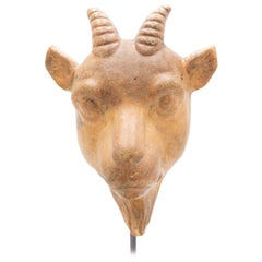 Antique Continental German Terra-Cotta Goat Mask