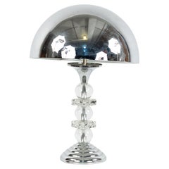French Mid-Century Chrome and Glass Table Lamp