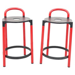 Vintage Pair of Anna Castelli Polo Low Bar Stools Mod. 4823, Kartell, 1979