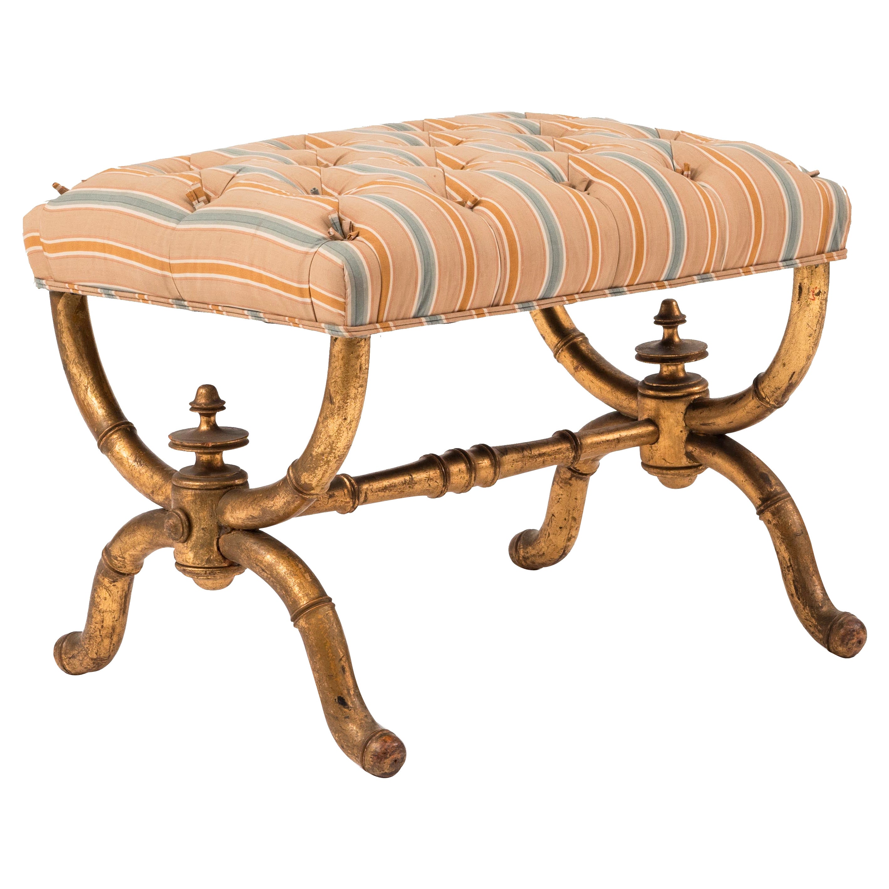 French Victorian Floral Gilded Bench