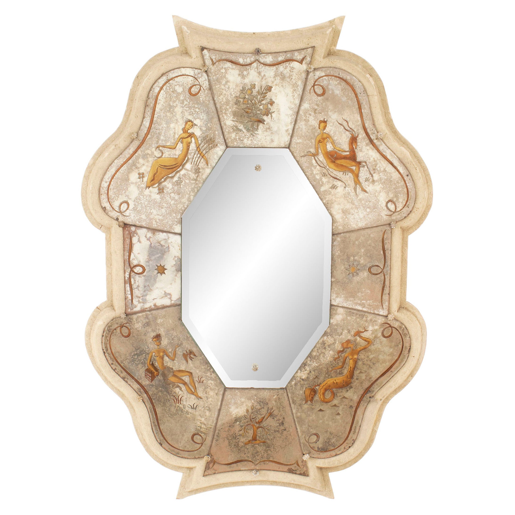 Pierre Lardin French Mid-Century Eglomise Mirror
