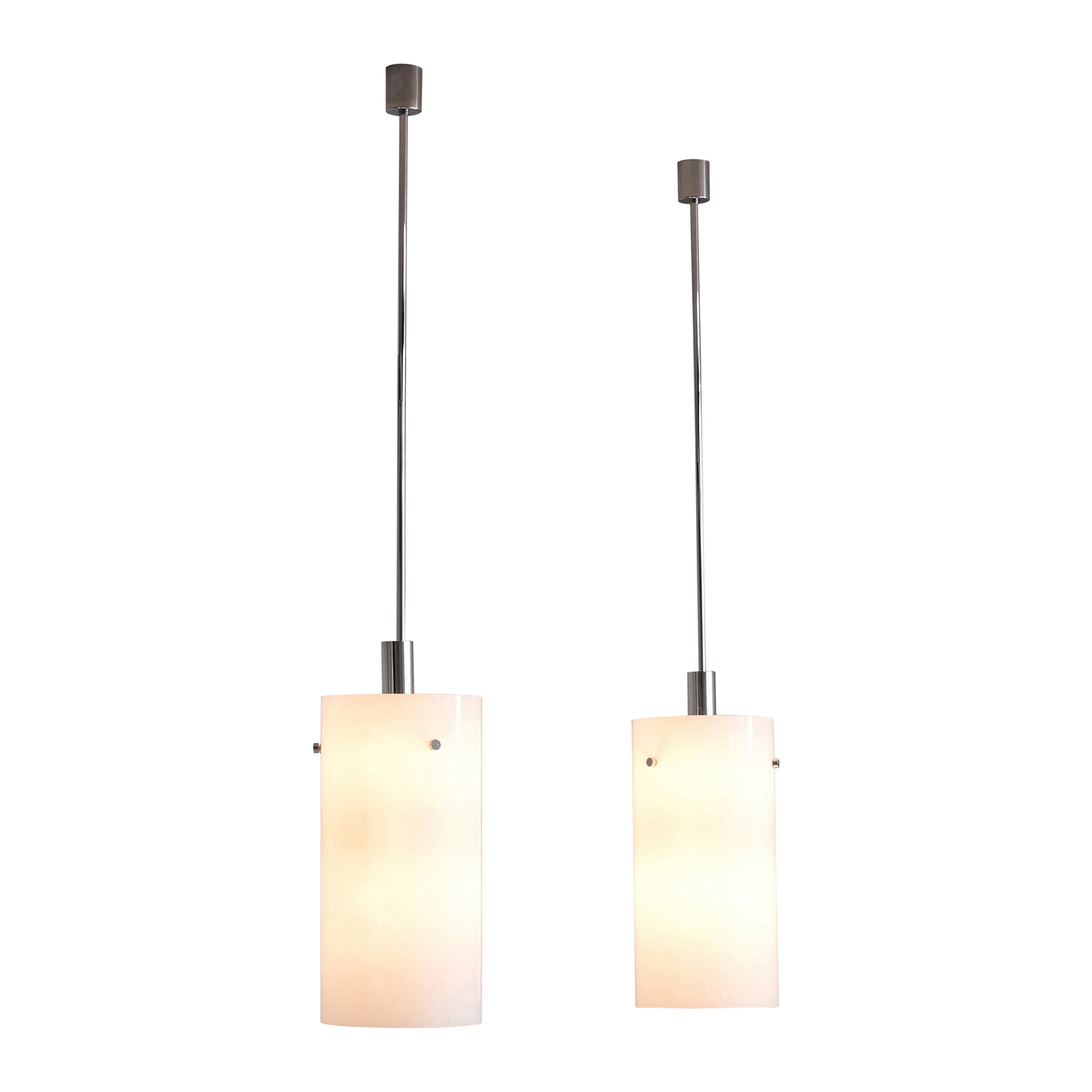 Pendant Lamps with White Glass Shade For Sale