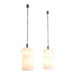 Pair of Pendants Lamps with White Glass Shade