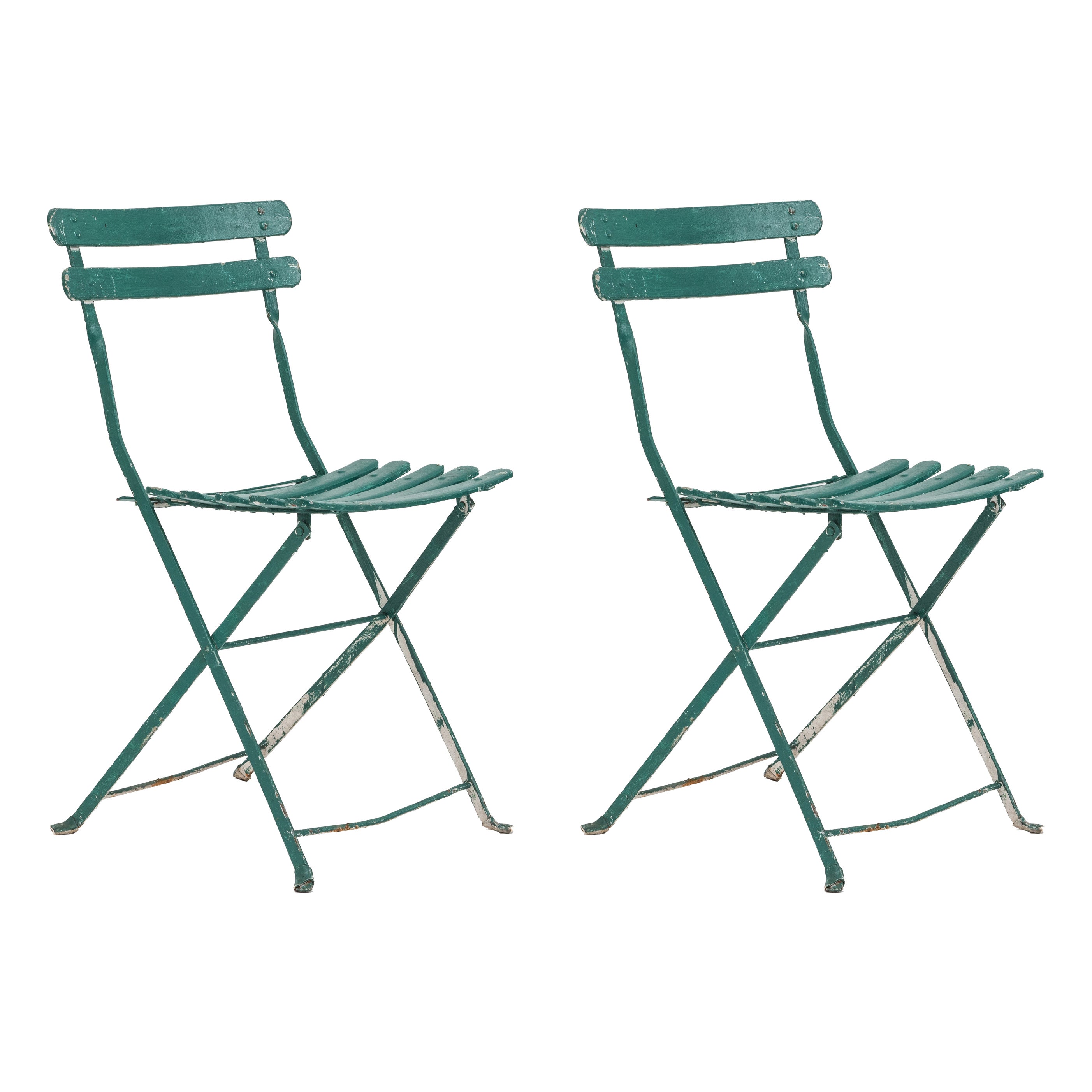 Pair of Outdoor French Iron Side Chairs For Sale