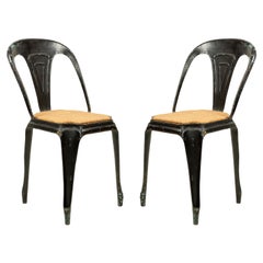 2 French Art Deco Metal Cafe Side Chairs