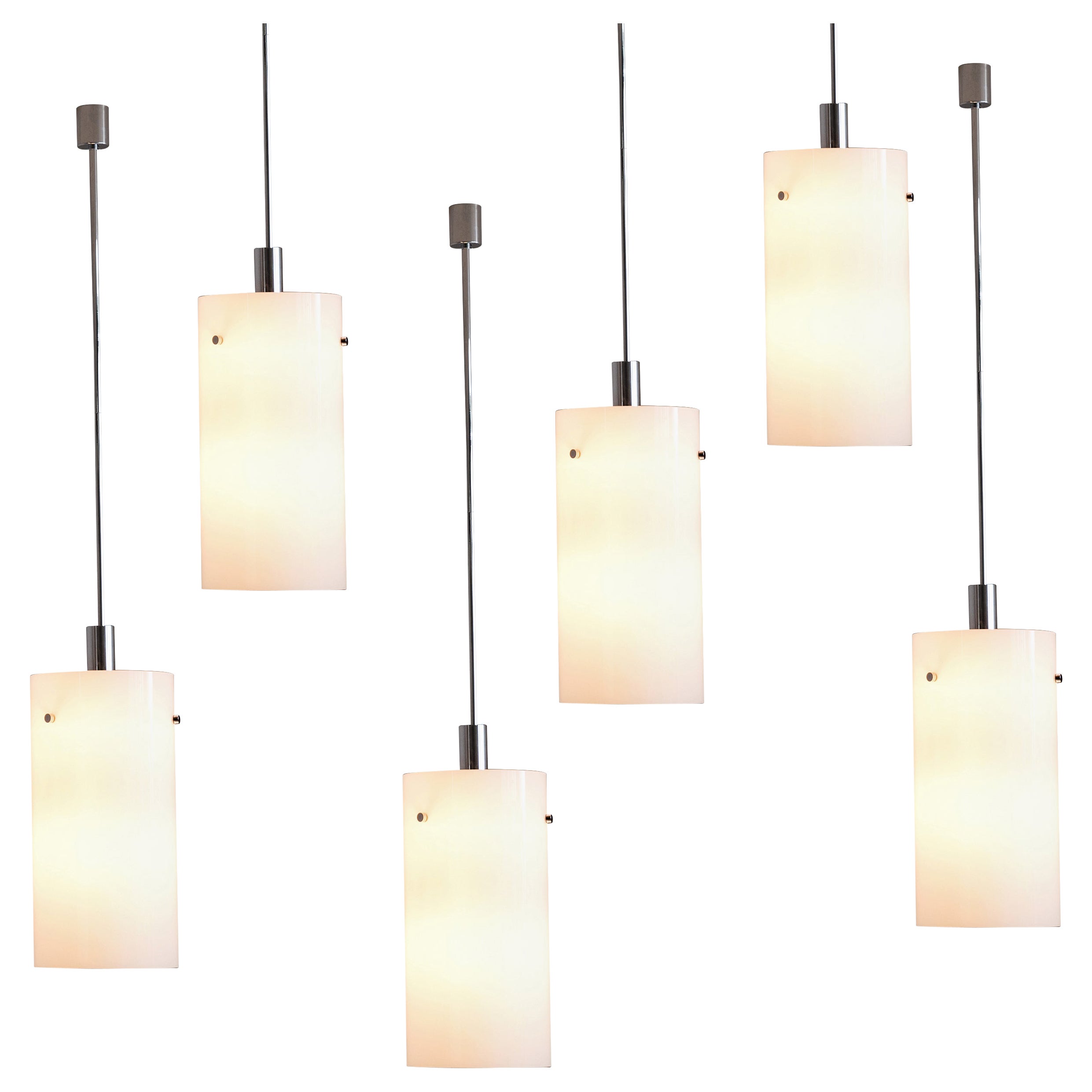Pendant Lamps with White Glass Shade For Sale