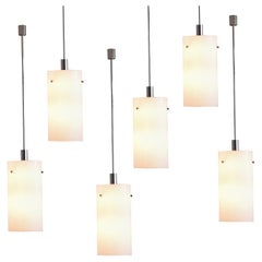 Set of Pendants Lamps with White Glass Shade