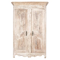 18thC French Bleached Walnut Provincial Armoire