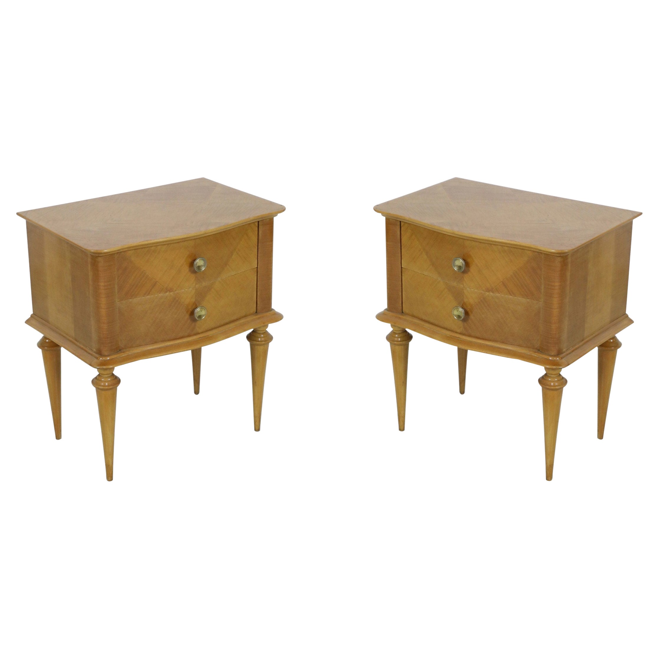 Pair of Mid-Century Maple Two-Drawer Commodes For Sale