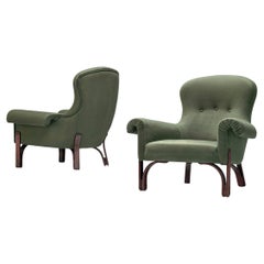 Achilli, Brigidini & Canella Pair of 'Quadrifoglio' Green Lounge Chairs 