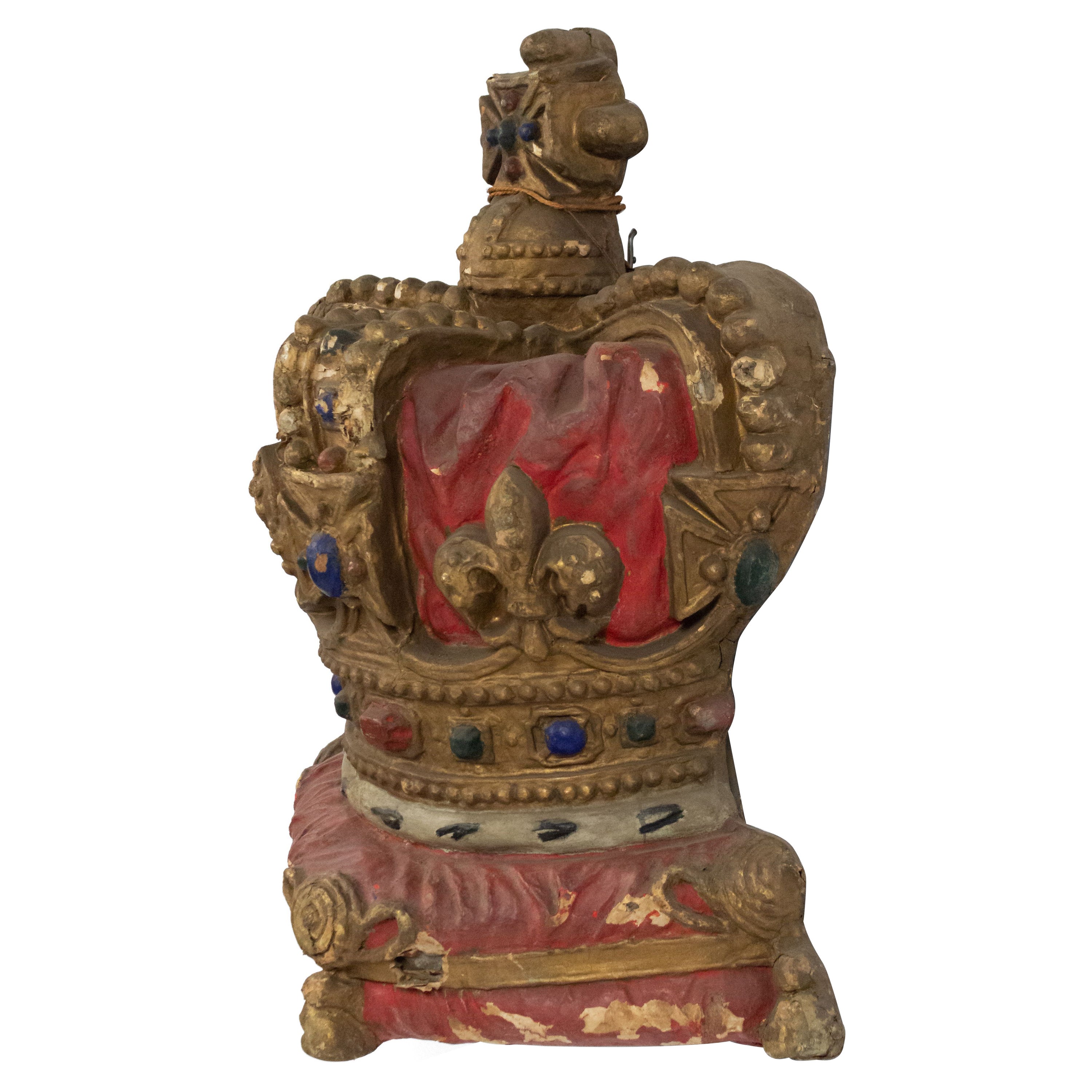 French Papier Mache Crown Plaque For Sale