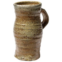 Brown Stoneware Ceramic Pitcher by Hervé Rousseau La Borne circa 1980 Handmade