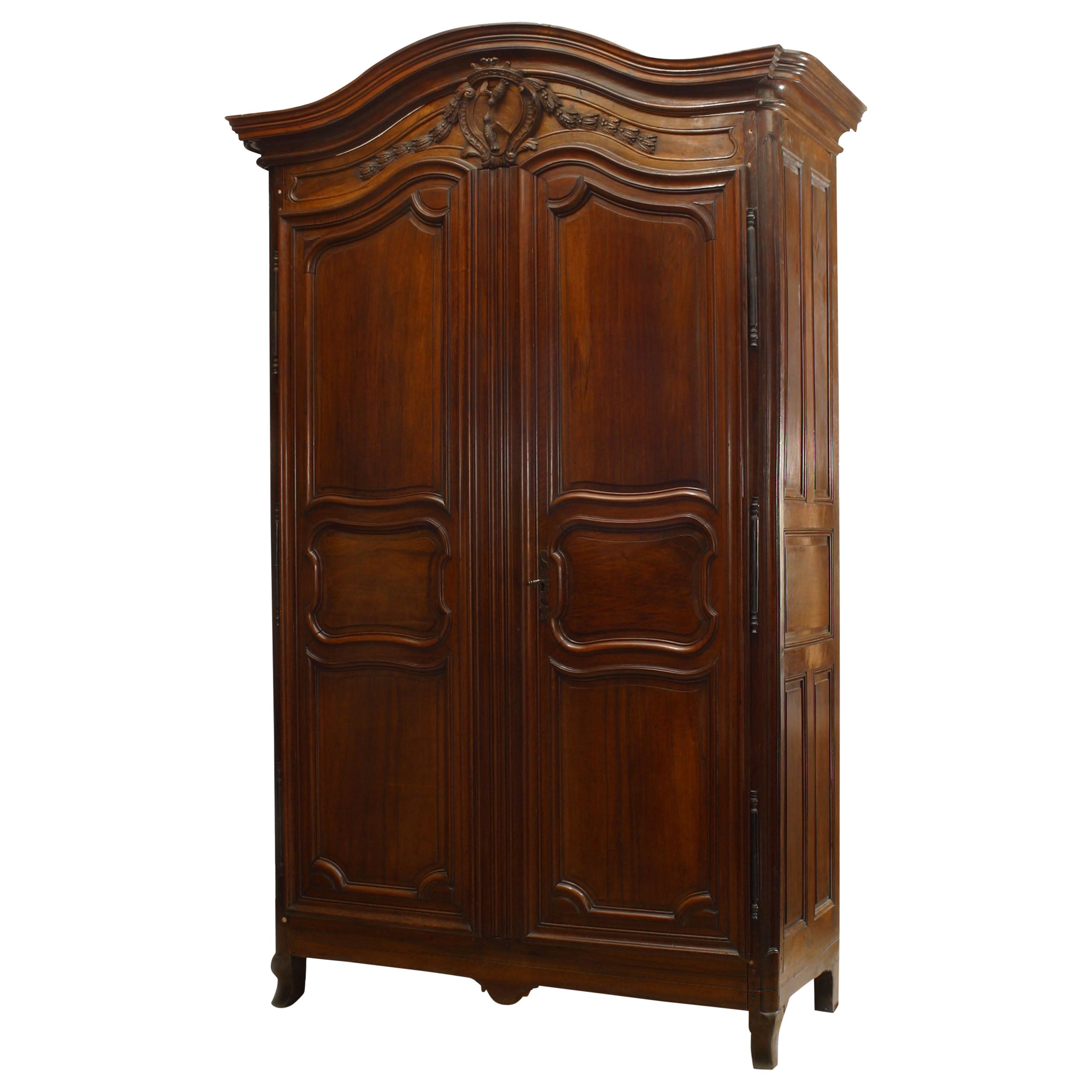 French Provincial Carved Walnut Armoire For Sale