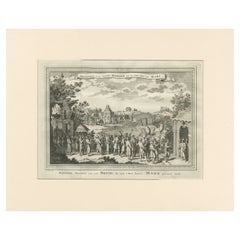 Antique Print of the Procession of a Newlywed by Van Schley '1749'