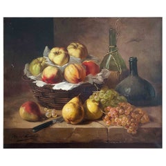 Brunel De Neuville Alfred "Still Life with a Basket of Fruits"