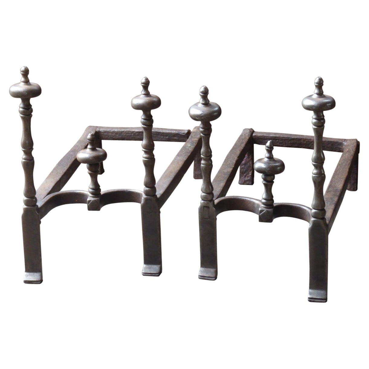 18th-19th Century French Neoclassical Period Andirons or Firedogs For Sale
