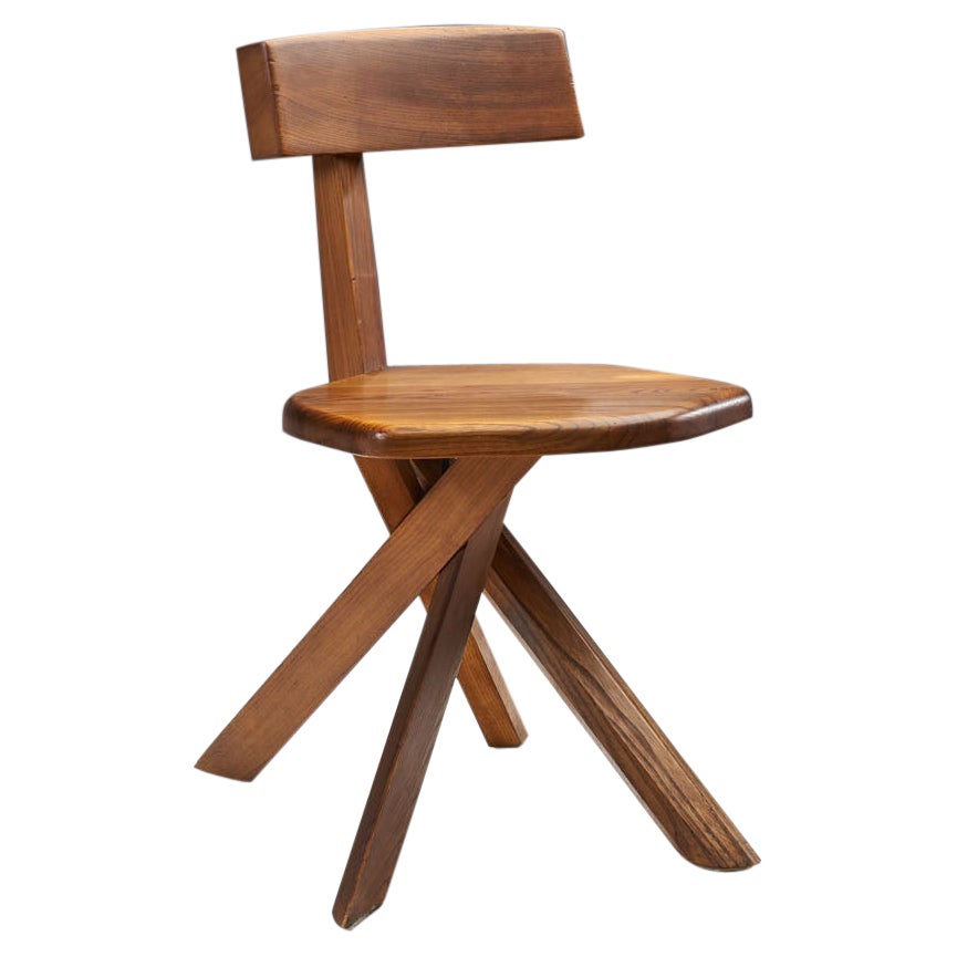 Pierre Chapo “S34” Solid Elm Chair, France, 1960s
