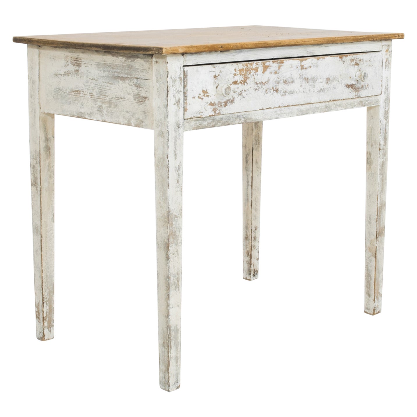 Antique Belgian Rustic Painted Side Table