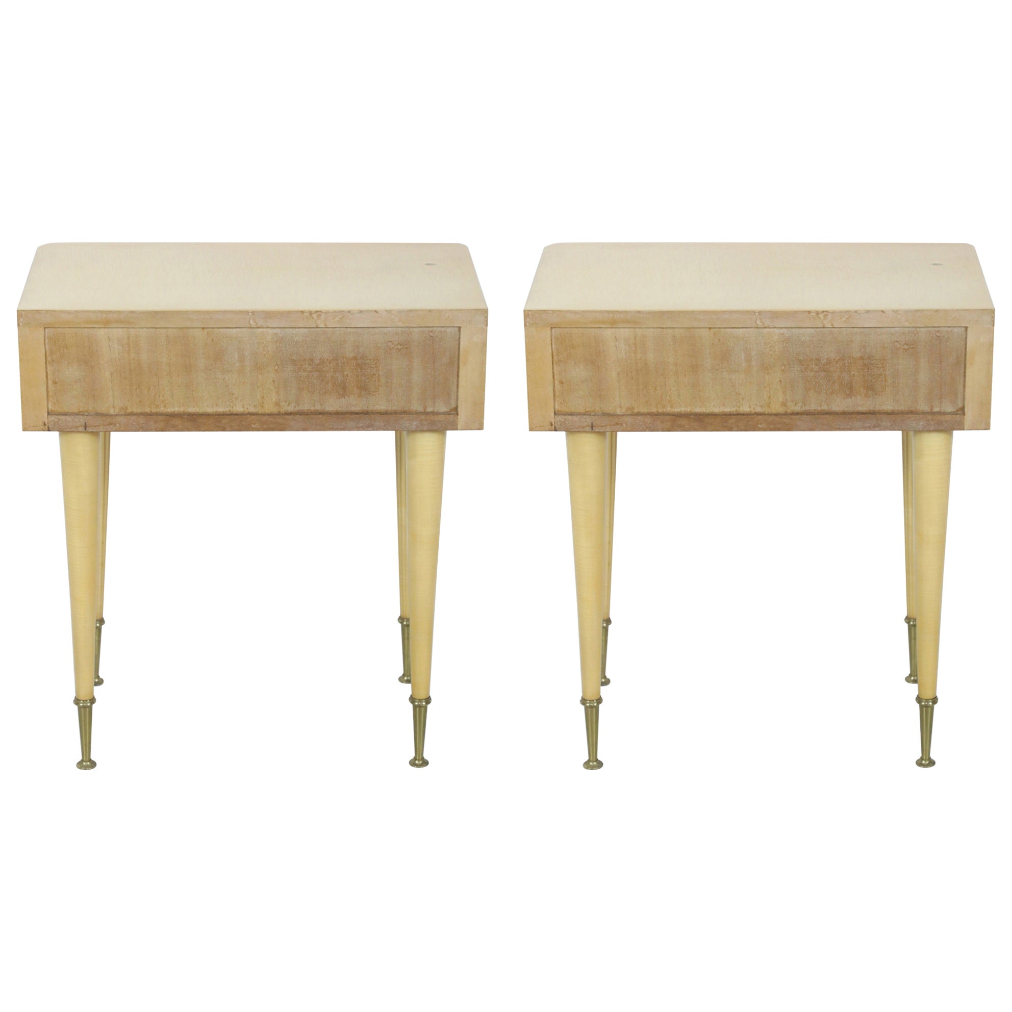 Pair of French Art Deco Style Maple End Tables