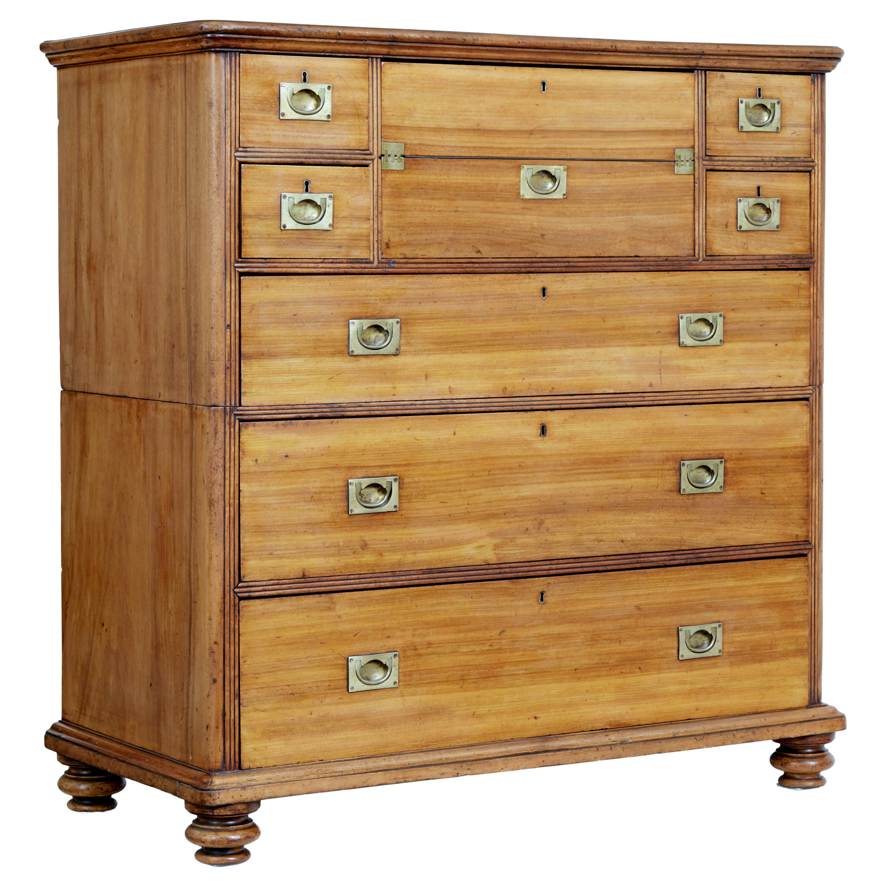 19th Century Camphor Campaign Chest of Drawers Writing Slope