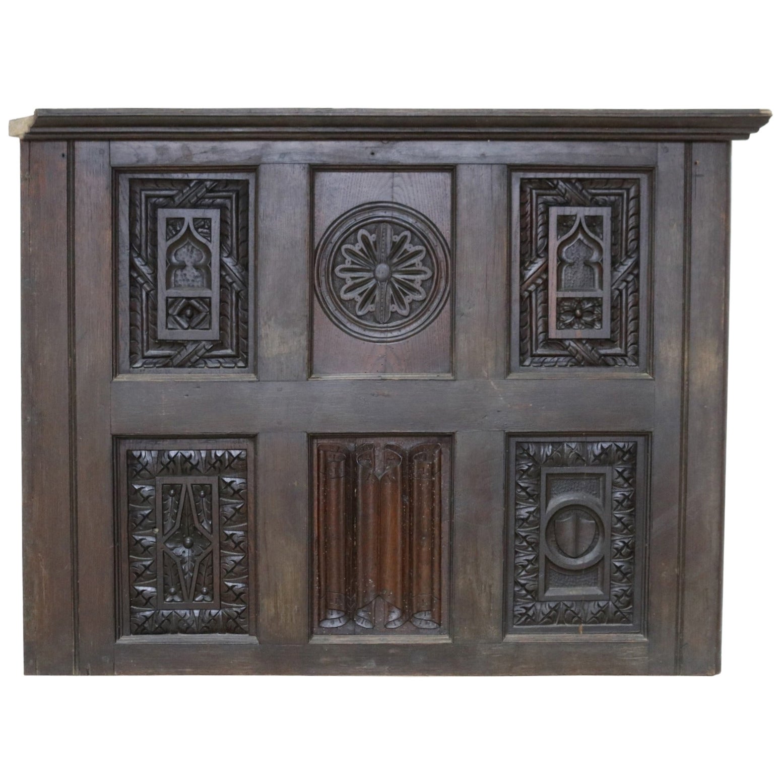 Antique Carved Oak Wall Panel